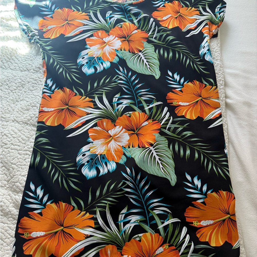 SHEIN Floral Dress with Orange and Green Accents